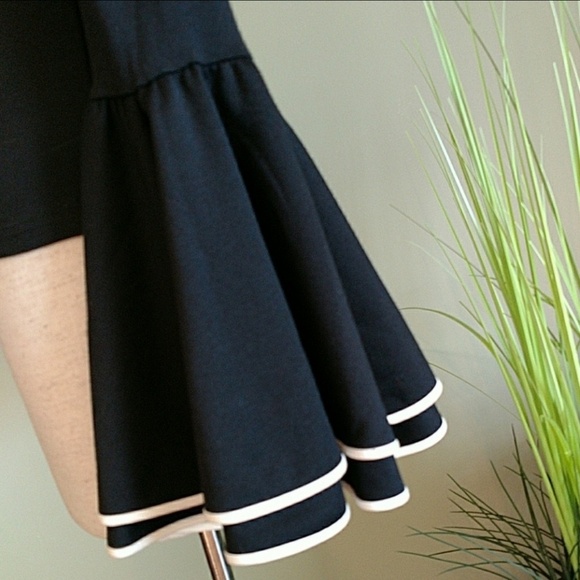 Ronny Kobo Top Cropped Flared Layered Bell Sleeve Knit Black White XS NWT - Picture 6 of 7